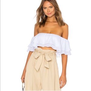 Susan Off Shoulder Top in White Crop Top Sz Small